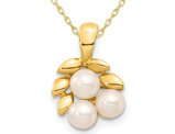 White Freshwater Cultured Pearl 3-4mm Pendant Necklace in 14K Yellow Gold with Chain